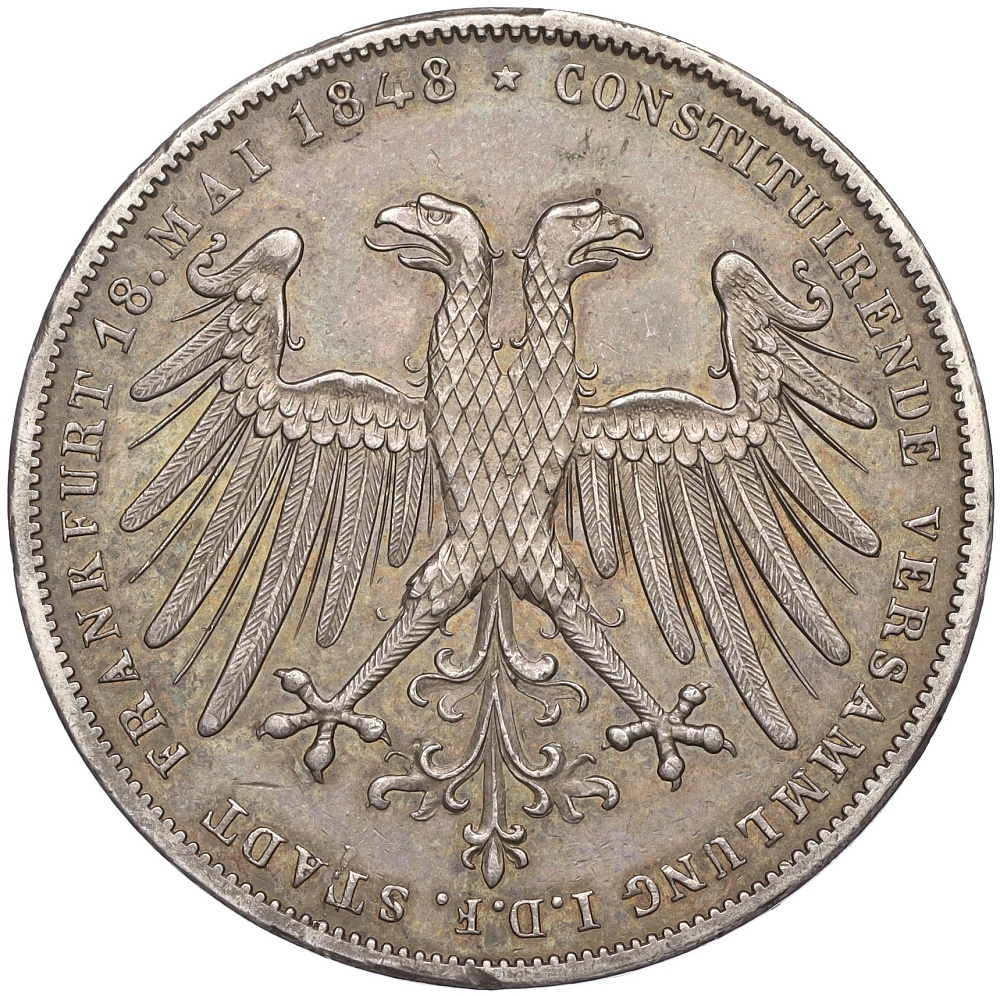 2 гульдена 1848 года Франкфурт «Избрание австрийского принца Йоханна викарием» — Фото №2