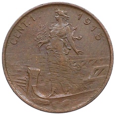1 чентезимо 1915 года Италия — Фото №1