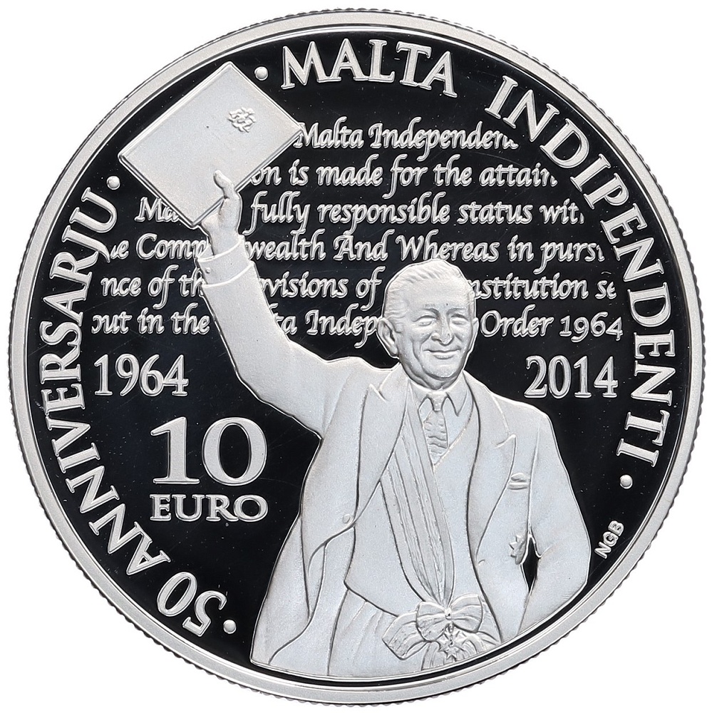 10 евро 2014 года Мальта «50 лет независимости» — Фото №1