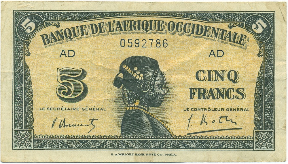 5 франков 1942 года Французская Западная Африка — Фото №1