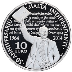 10 евро 2014 года Мальта «50 лет независимости» — Фото №1
