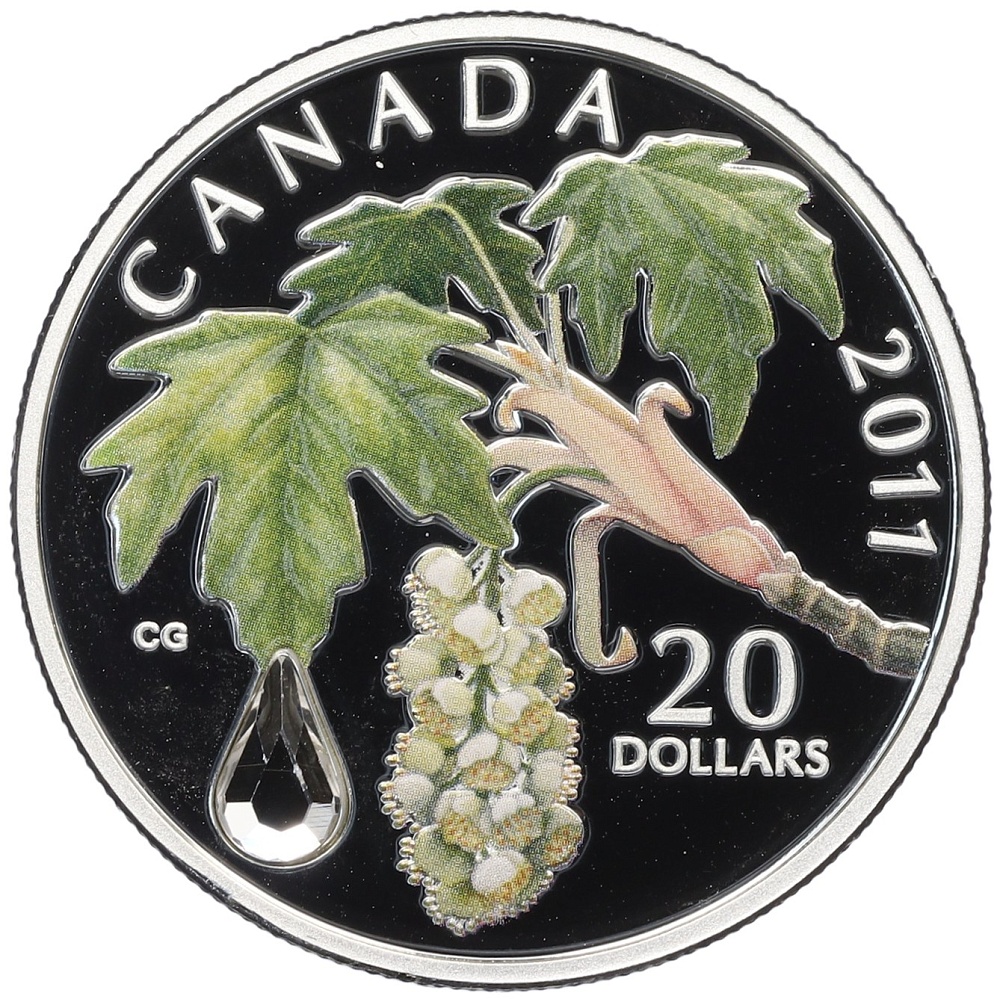 20 долларов 2011 года Канада «Цветущая ветвь кленас кристаллом Сваровски» — Фото №1