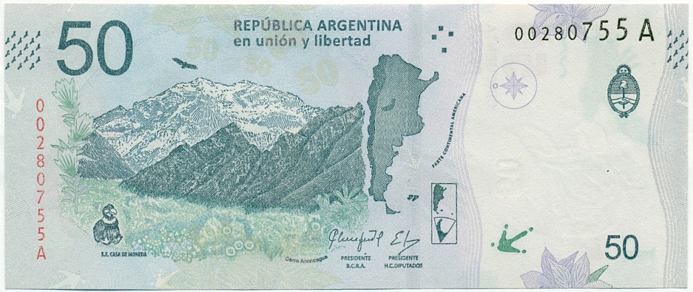 50 песо 2018 года Аргентина — Фото №2