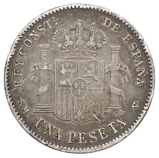 1 песета 1900 года Испания — Фото №2