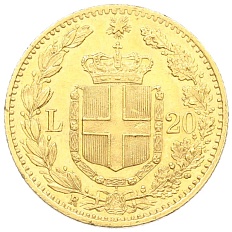20 лир 1882 года Италия — Фото №2