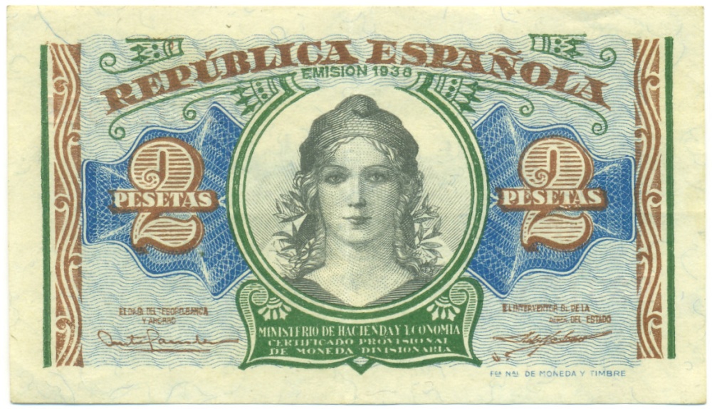 2 песеты 1938 года Испания — Фото №1