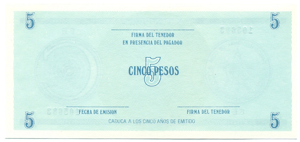 5 песо 1985 года Куба (Валютный сертификат) — Фото №2