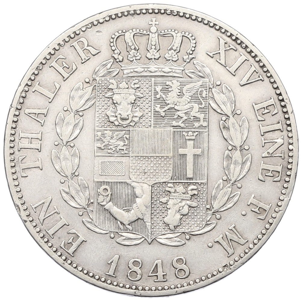1 талер 1848 года Мекленбург-Шверин — Фото №2