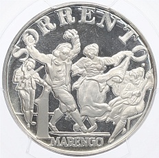 1 маренго 1971-1998 года Италия «Сорренто» в слабе PCGS (PF68DCAM) — Фото №1