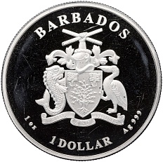 1 доллар 2022 года Барбадос «Пеликан» — Фото №2