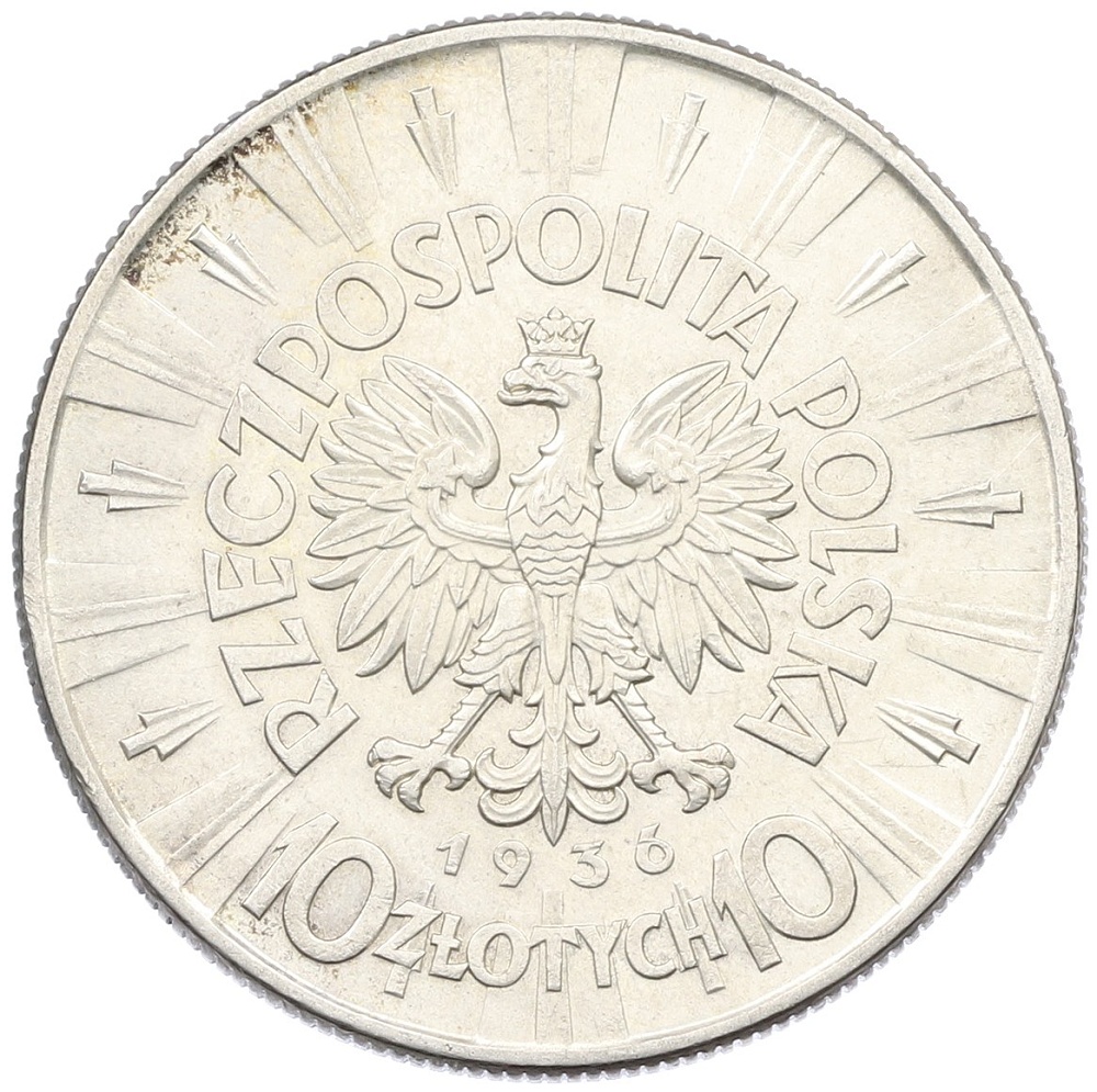 10 злотых 1936 года Польша «Юзеф Пилсудский» — Фото №2