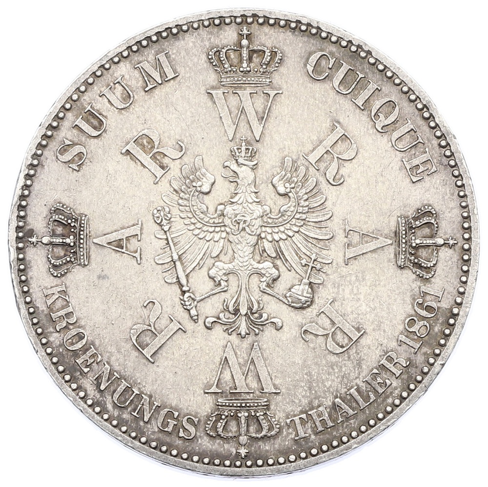 1 талер 1861 года Пруссия «Коронация Вильгельма I и Августы» — Фото №2
