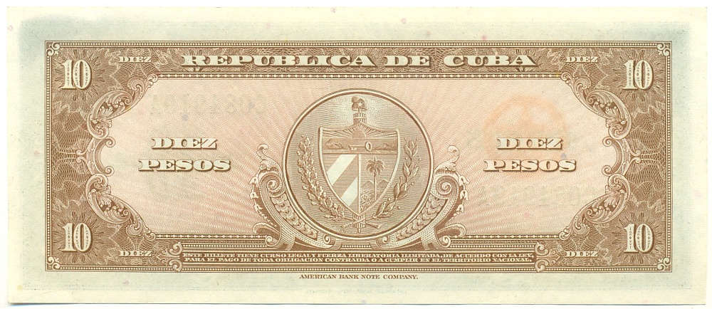 10 песо 1960 года Куба — Фото №2