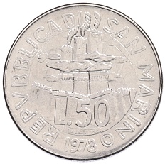 50 лир 1978 года Сан-Марино «Работа» — Фото №2