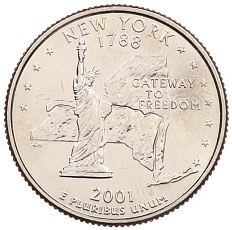 1/4 доллара (25 центов) 2001 года P США «Штаты и территории — Нью-Йорк» — Фото №1