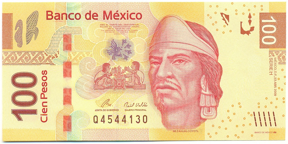 100 песо 2009 года Мексика — Фото №1