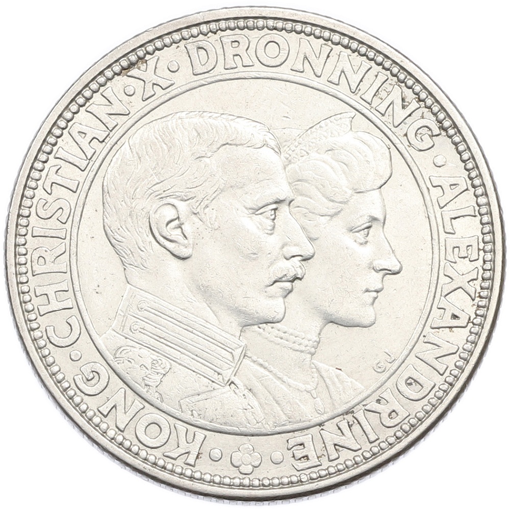 2 кроны 1923 года Дания «Серебряная годовщина свадьбы» — Фото №1