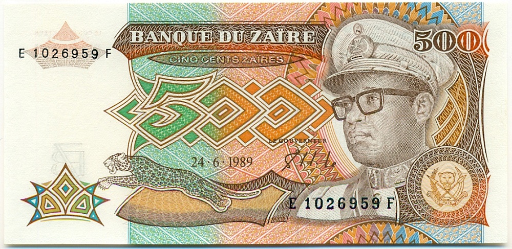 500 заиров 1989 года Заир — Фото №1