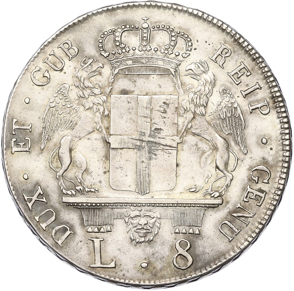 8 лир 1796 года Генуя — Фото №2