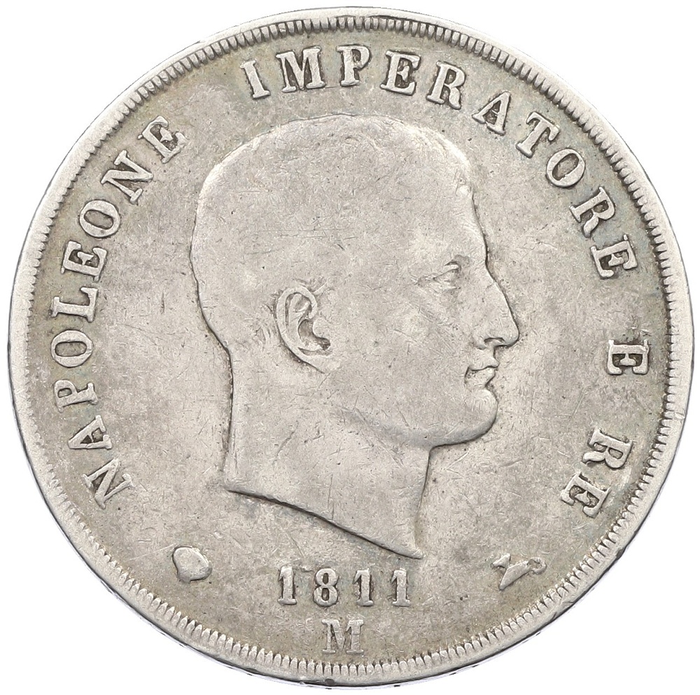 5 лир 1811 года М Наполеоновское королевство Италия — Фото №1