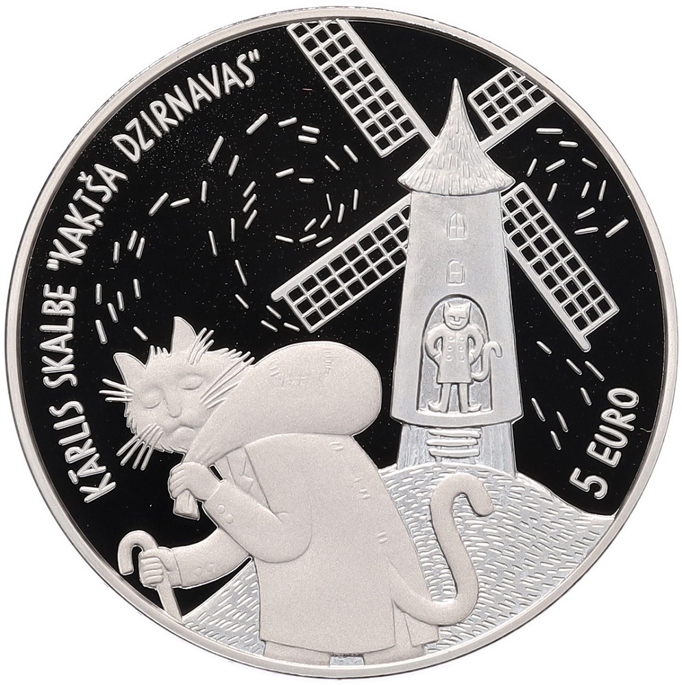 5 евро 2019 года Латвия «Карлис Скалбе — Кошкина мельница» — Фото №1