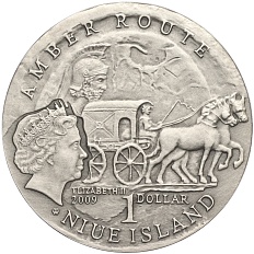 1 доллар 2009 года Ниуэ «Янтарный путь — Вроцлав» — Фото №2