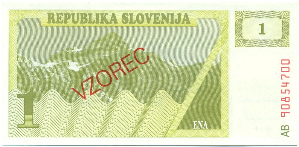 1 толар 1990 года Словения (Образец) — Фото №1