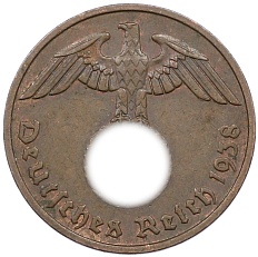 2 рейхспфеннига 1938 года F Германия — Фото №1