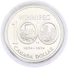 1 доллар 1974 года Канада «100 лет городу Виннипег» — Фото №1