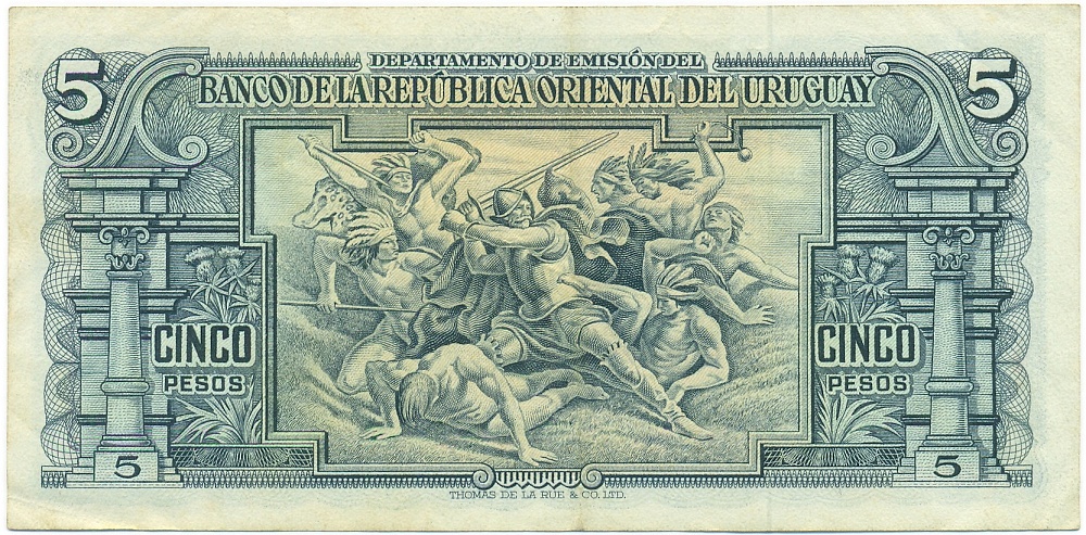5 песо 1939 года Уругвай — Фото №2