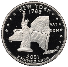 1/4 доллара (25 центов) 2001 года S США «Штаты и территории — Нью-Йорк» — Фото №1
