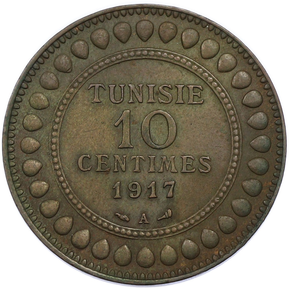 10 сантимов 1917 года Тунис — Фото №1