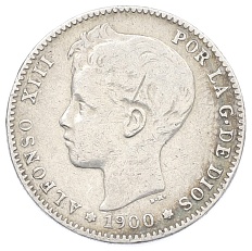 1 песета 1900 года Испания — Фото №1