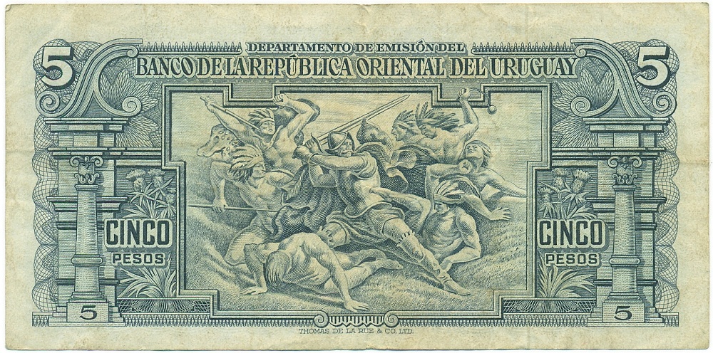 5 песо 1939 года Уругвай — Фото №2