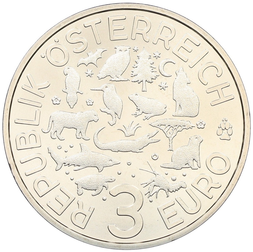 3 евро 2018 года Австрия «Животные со всего мира — Попугай» — Фото №2