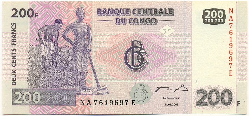 200 франков 2007 года Конго (ДРК) — Фото №1