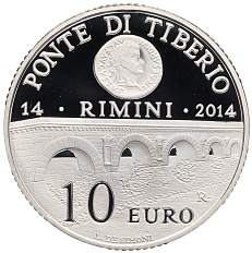 10 евро 2014 года Сан-Марино «2000 лет мосту Тиберия» — Фото №1