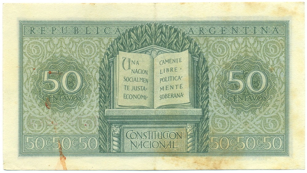 50 сентаво 1950-1951 года Аргентина — Фото №2