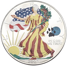 1 доллар 2002 года США «Шагающая Свобода» (Цветное покрытие) — Фото №1