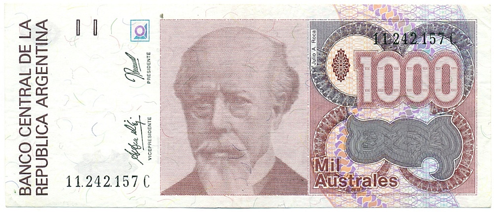 1000 аустралей 1990 года Аргентина — Фото №1
