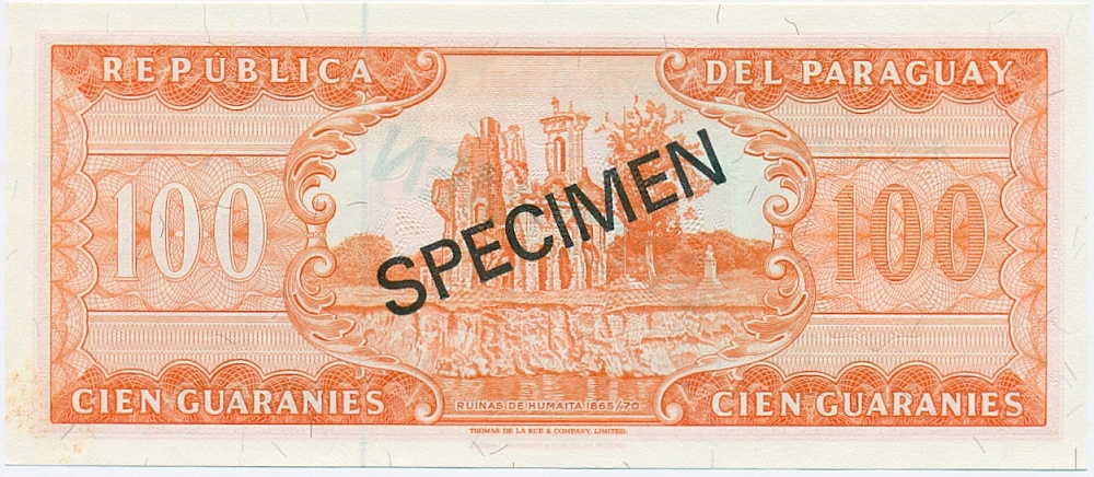 100 гуарани 1952 года Парагвай (Образец) — Фото №2