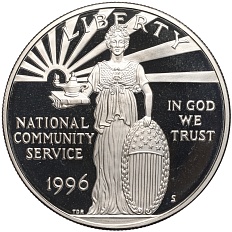 1 доллар 1996 года S США «Корпорация государственной и муниципальной службы» — Фото №1