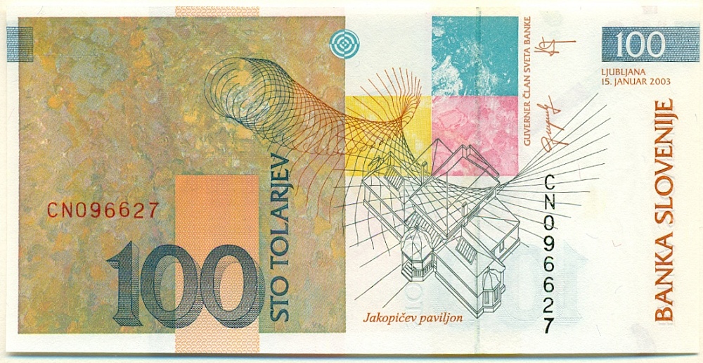 100 толаров 2003 года Словения — Фото №2