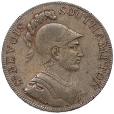 Токен 1/2 пенни 1791 года Великобритания — Саутгемптон (Портсмуд) Сэр Бевуа — Фото №1