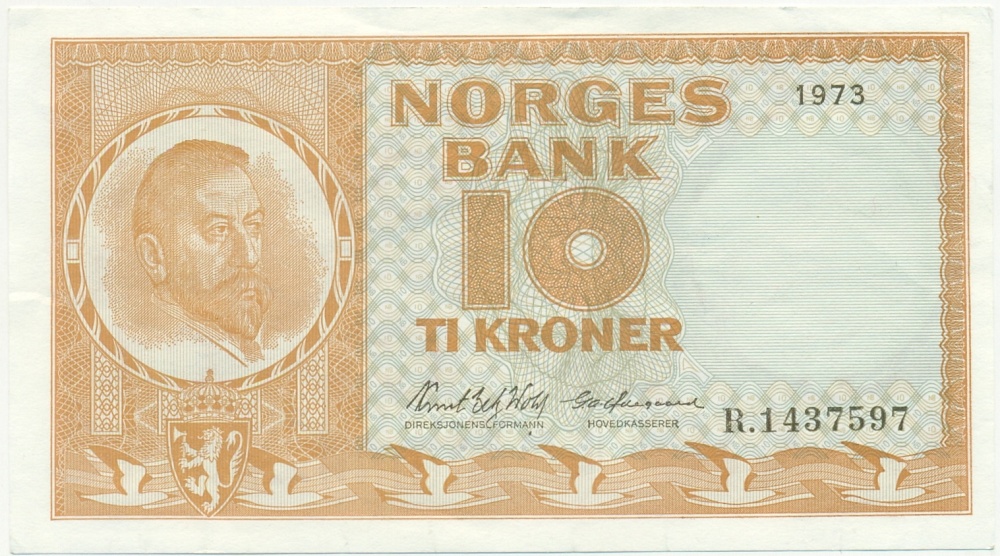 10 крон 1973 года Норвегия — Фото №1