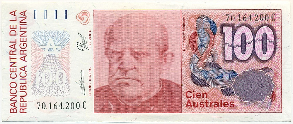 100 аустралей 1989 года Аргентина — Фото №1
