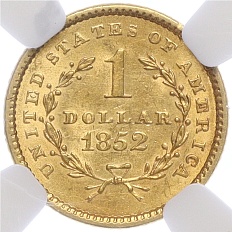 1 доллар 1852 года США — в слабе NGC (AU details) — Фото №1