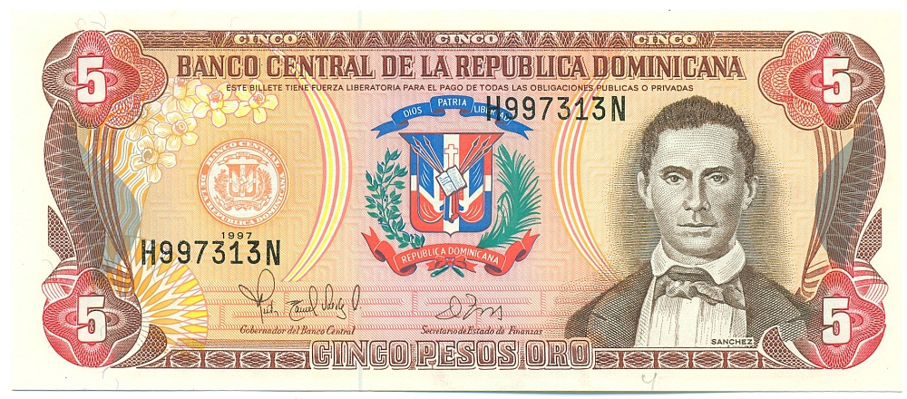 5 песо 1997 года Доминиканская республика — Фото №1
