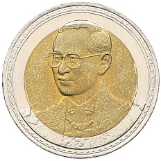10 бат 2002 года (BE 2545) Таиланд «75 лет со дня рождения Короля Рамы IX» — Фото №1