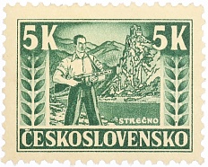 Почтовая марка 5 крон 1945 года Чехословакия «1-я годовщина словацкого восстания» — Фото №1